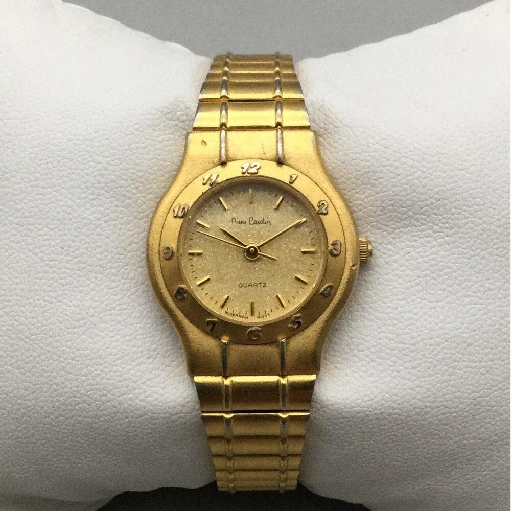 Pierre Cardin Womens Watch 24mm Gold Tone Adjustable Bracelet Dress New Battery